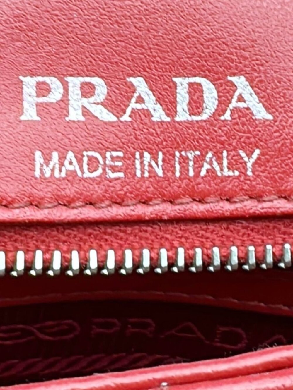 Prada  Diagramme Flap Calfskin Leather Chain Crossbody Bag Red - Picture 10 of 12